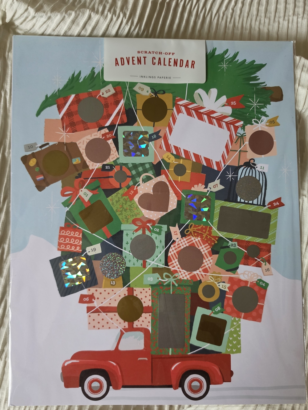 Scratch-Off Advent Calendar with Festive Red Truck New With Tags